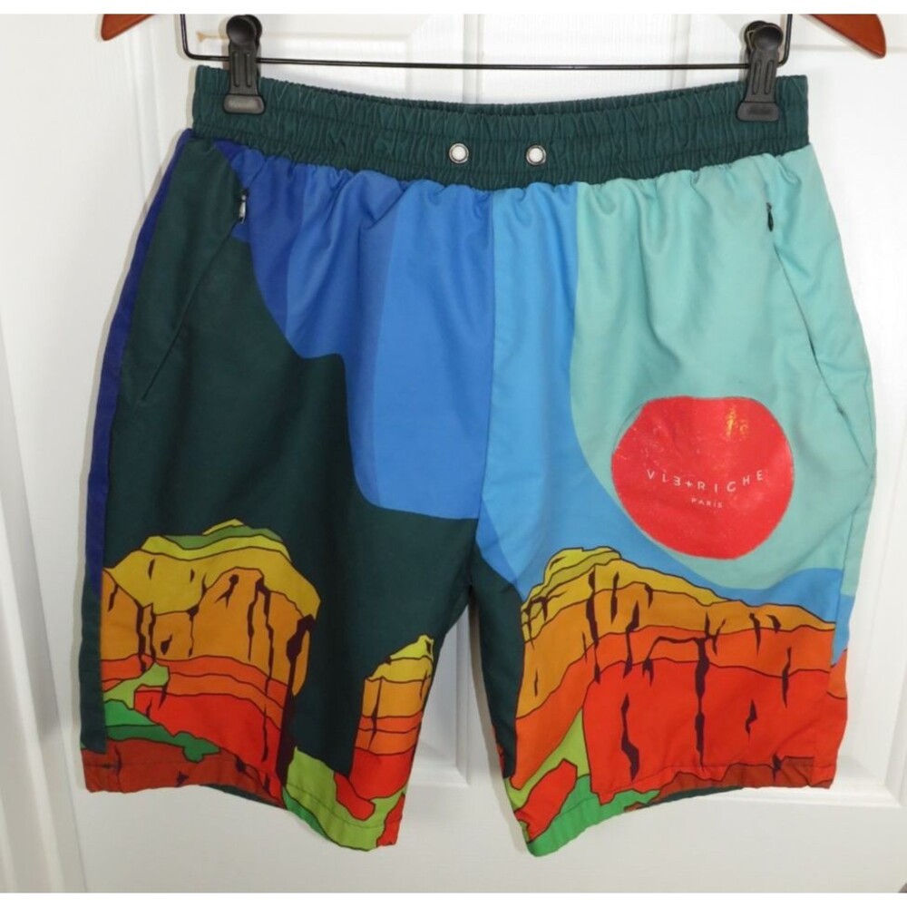 Men's VIE+RICHE  Multi Color Wild Western Reversible Shorts Sz Small Trunks